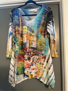 Patchington Multicolor Scenic Floral Print Tunic